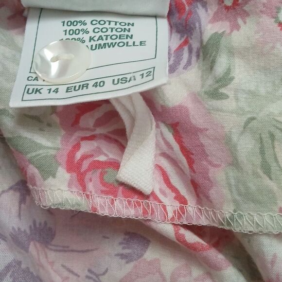 Laura Ashley Vintage 80s cotton blend floral dress pinks and purples Sz 14  NWOT - Picture 13 of 14